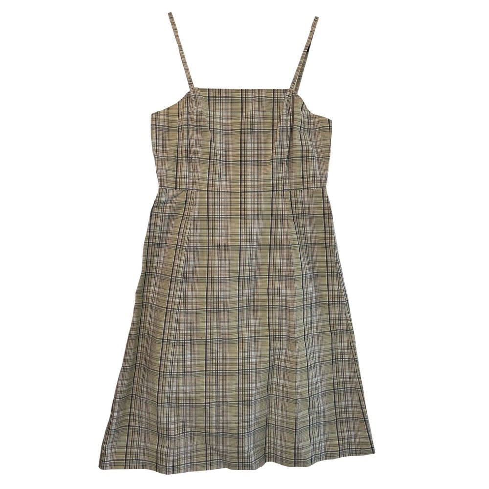 J Crew sleeveless dress Petite 8 P8 Yellow Plaid Babydoll Sheath Sundress